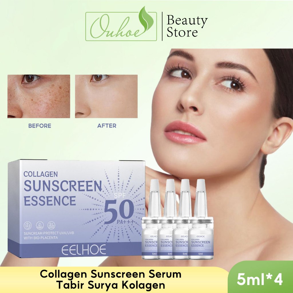 [ASLI/COD] EELHOE Collagen Sunscreen Essence 5ml*4 - Collagen Face Serum /Tabir Surya /Pemutih Kulit