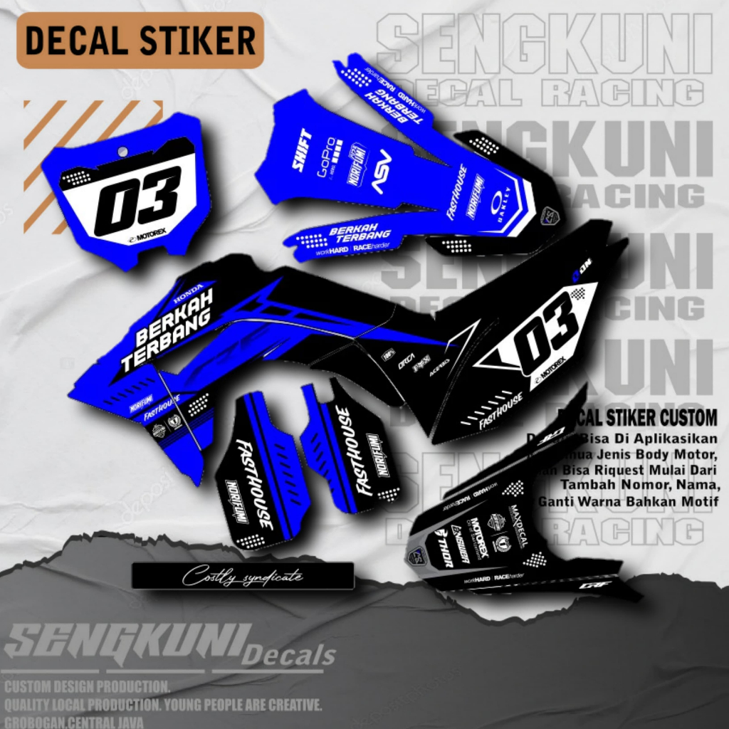 Decal Dekal Stiker Sticer Kawasaki Klx Bf Gordon Crf Supermoto Trabas Bagus