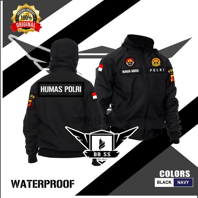 jaket zipper humas polri costume bordir