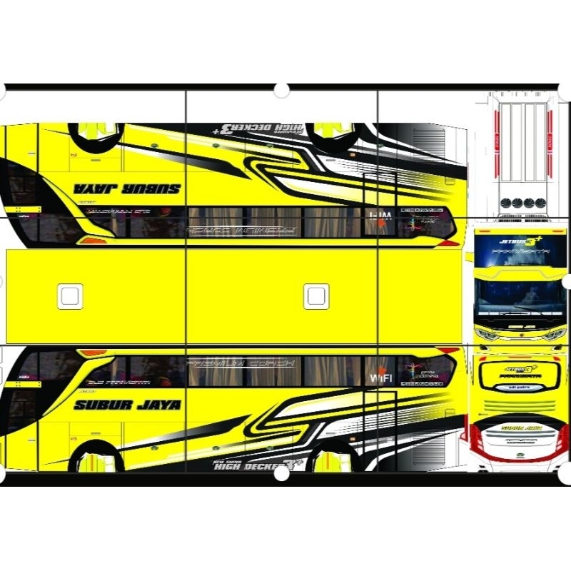 pola miniatur bus stiker cromo+laminasi