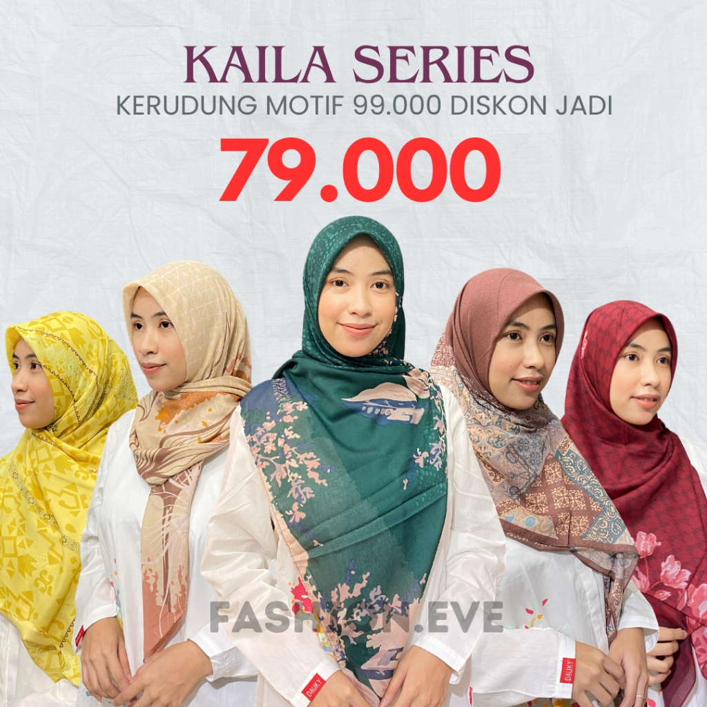 Elzatta kerudung jilbab segi empat motif Diskon