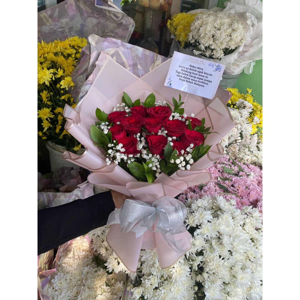 BUKET MAWAR MERAH - BUKET MAWAR - BUNGA MAWAR MERAH SEGAR