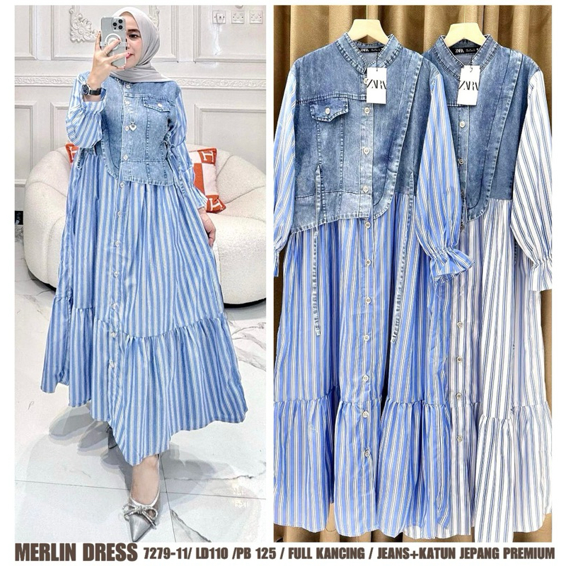 Zara merlin//gamis zara//dress Zara//pakaianwanitasby