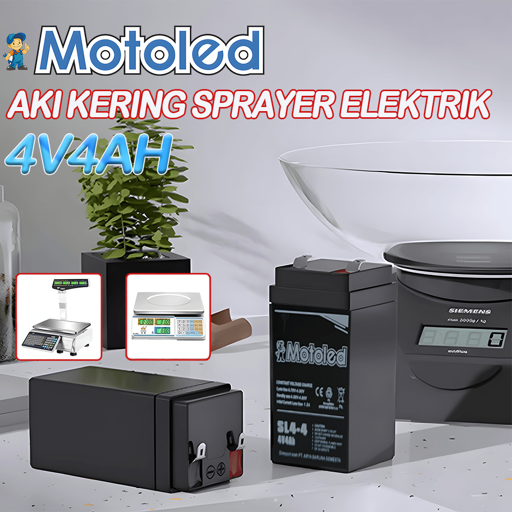 MOTOLED ASLI Aki 4V 4AH （Kemasan tebal）untuk produk-produk timbangan buah, timbangan meja, timbangan