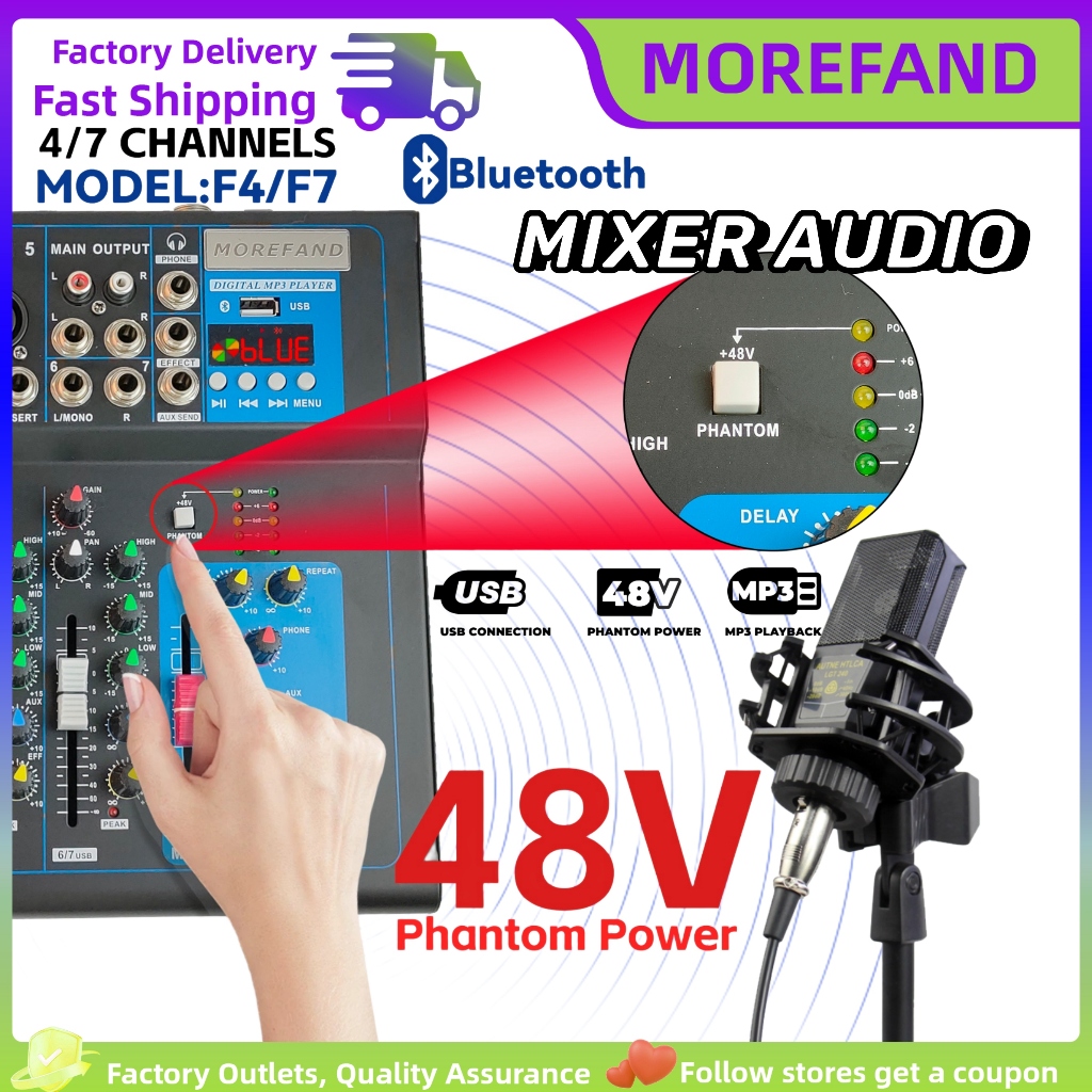 Mixer Audio Audio Mixer Profesional  Audio USB Mixer mendukung Bluetooth/USB/PC/MP3