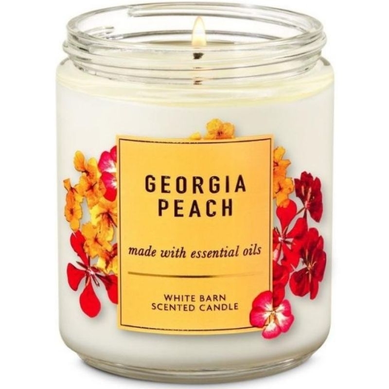 WHITE BARN GEORGIA PEACH 1 SINGLE WICK SCENTED CANDLE 198 G LILIN WANGI 1 SUMBU PENGHARUM RUANGAN BA