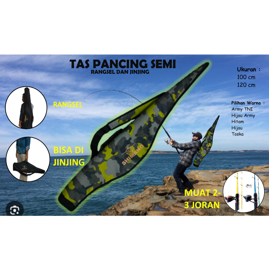 Tas Pancing Semi Ransel Tas Pancing Serba Guna Tas Pancing Muat 2 Joran Tas Pancing Semi Ransel Bias