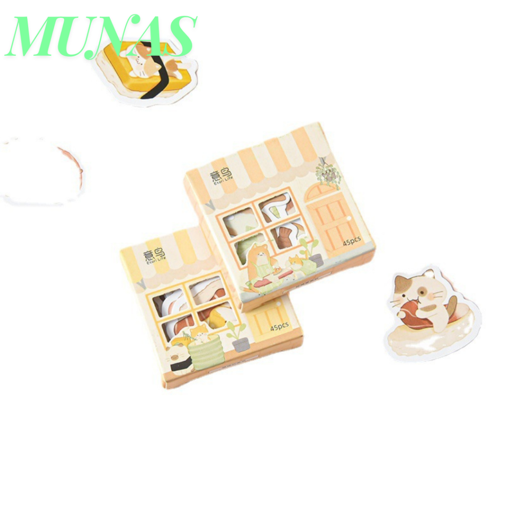 

MUNAS 45Pcs Stiker Karakter Hewan Untuk Diary Aesthetic Sticker Dekorasi Jurnal Scrapbook Stiker Set Home Series isi 45 Pcs Cute