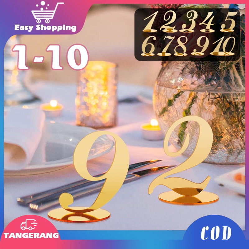 10pcs Nomor Meja Restoran Nomor Meja Cafe Nomor 1-10 Nomor Table Number Nomor Meja Makan