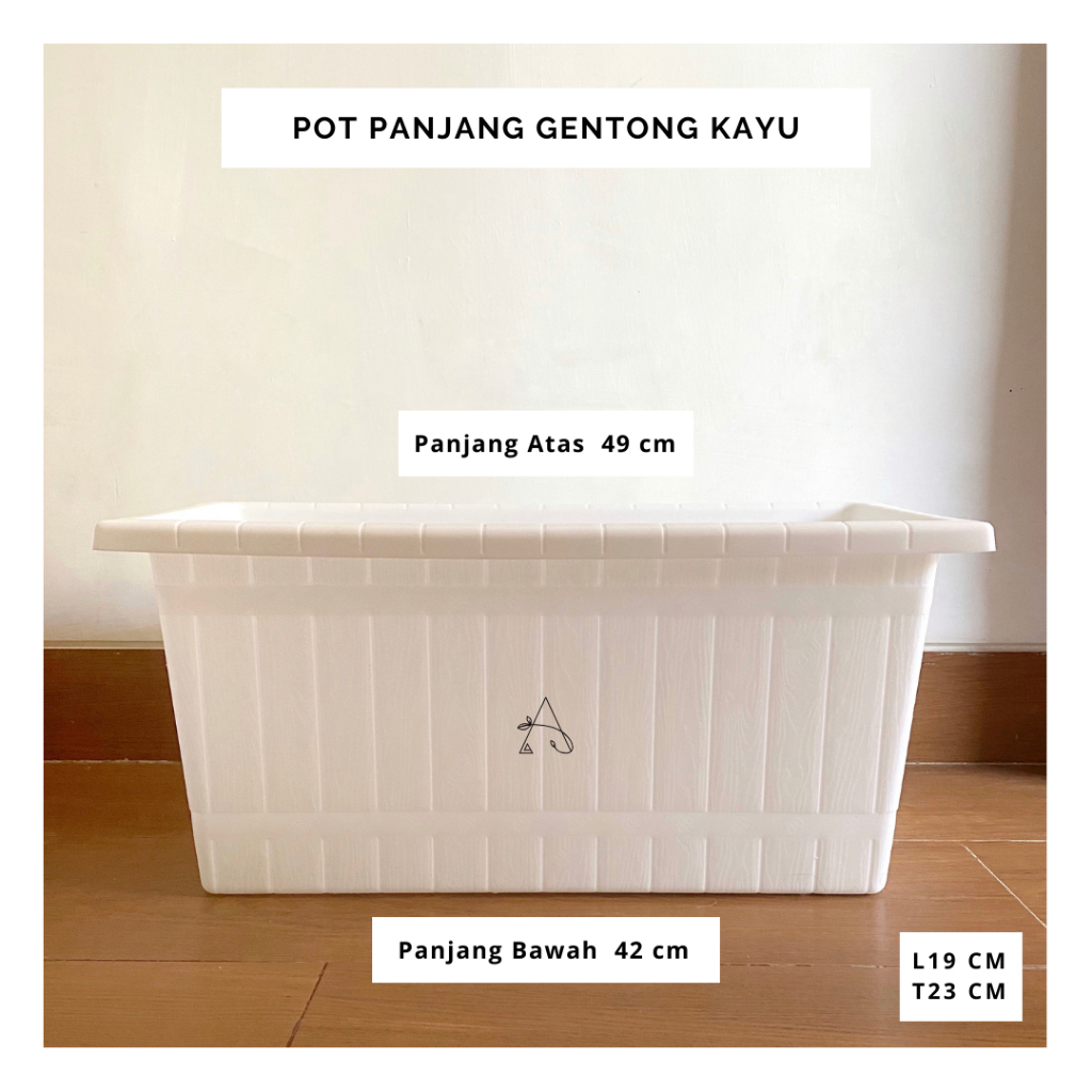 Pot Bunga Panjang Gentong Kayu P49 cm | Pot Panjang | Pot Tanaman Hias