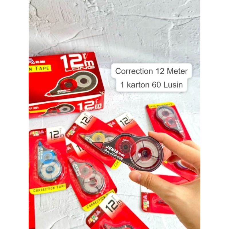 

CORRECTION TAPE JENIA CT-001 1 BOX ISI 12 PCS 12 METER TIP X KERTAS PITA PERLUSIN