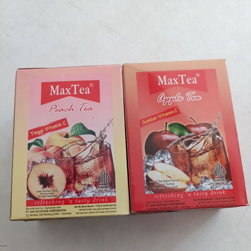 

Max Tea Apple Tea isi 5 saset / Peach Tea isi 5 saset