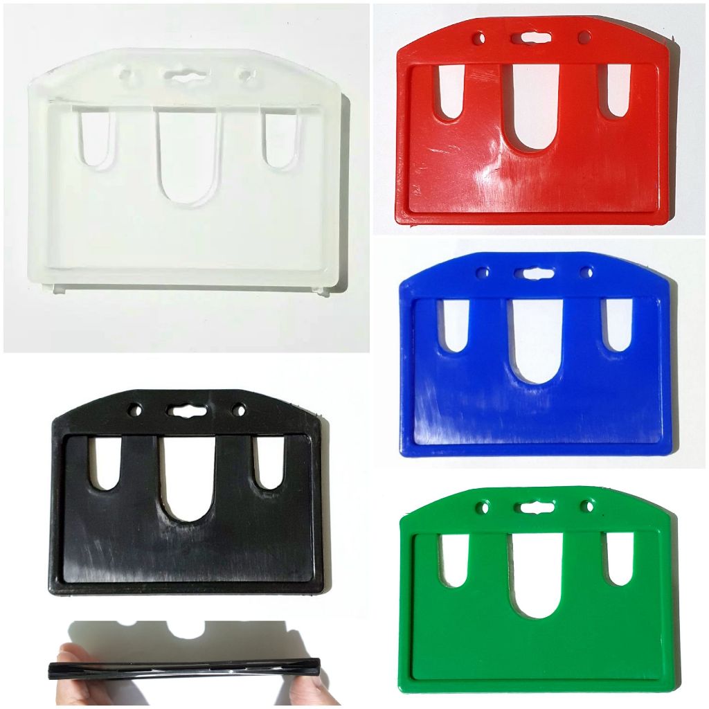 

ID Card Casing / Case / Holder / Frame / Name Tag Plastik Dua Sisi Horizontal Kartu E-toll E-money ATM BCA Mandiri Flazz warna transparan Satuan grosir dus warna transparan hitam merah biru hijau murah