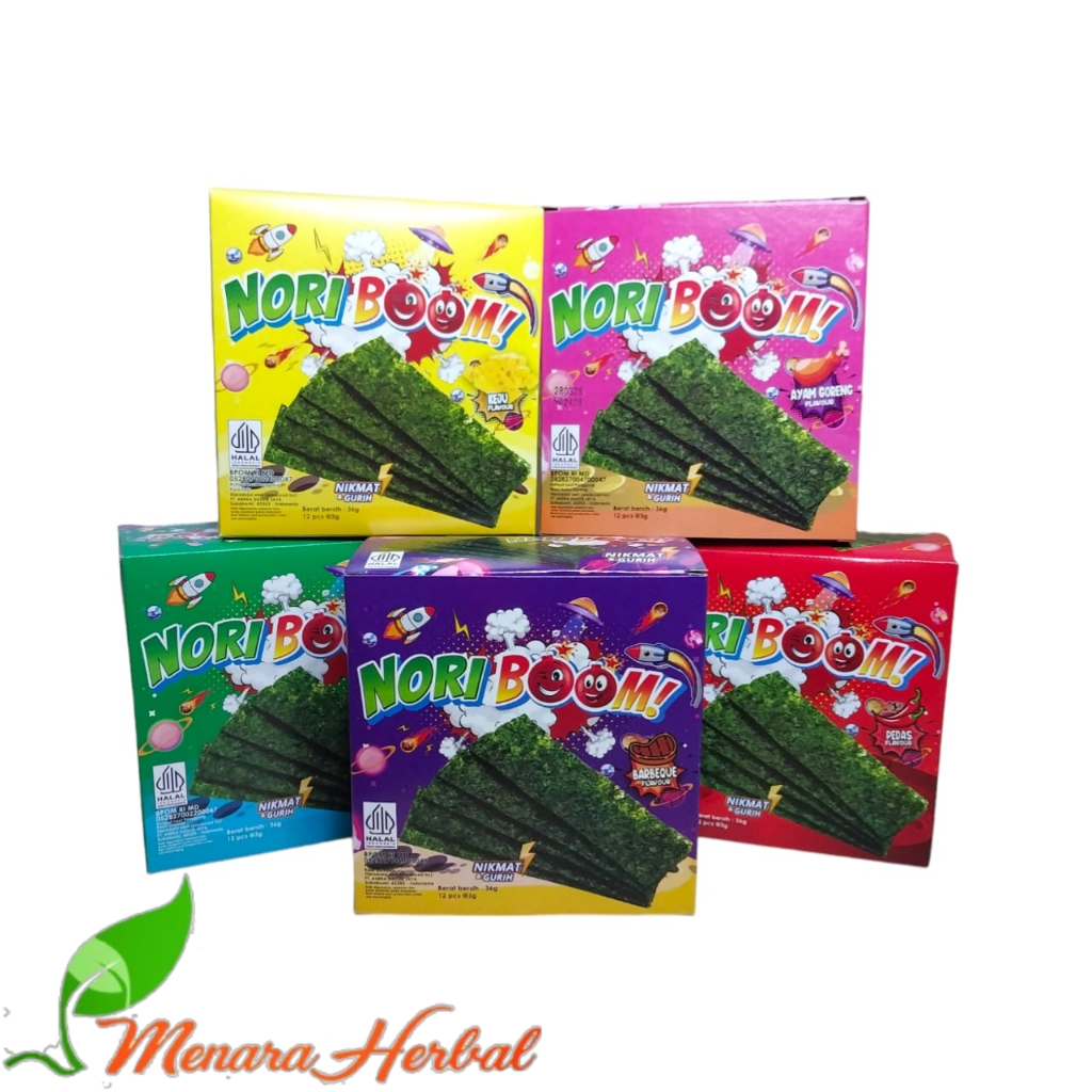 

Nori Rumput Laut | Snack Rumput Laut Panggang | Nori Boom Per Box