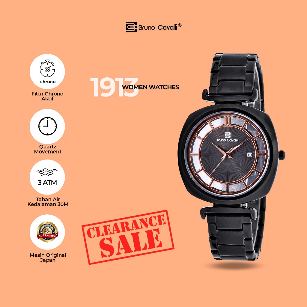 Bruno Cavalli 1913 Jam Tangan Wanita Analog Mesin Original Jepang Water Resistent