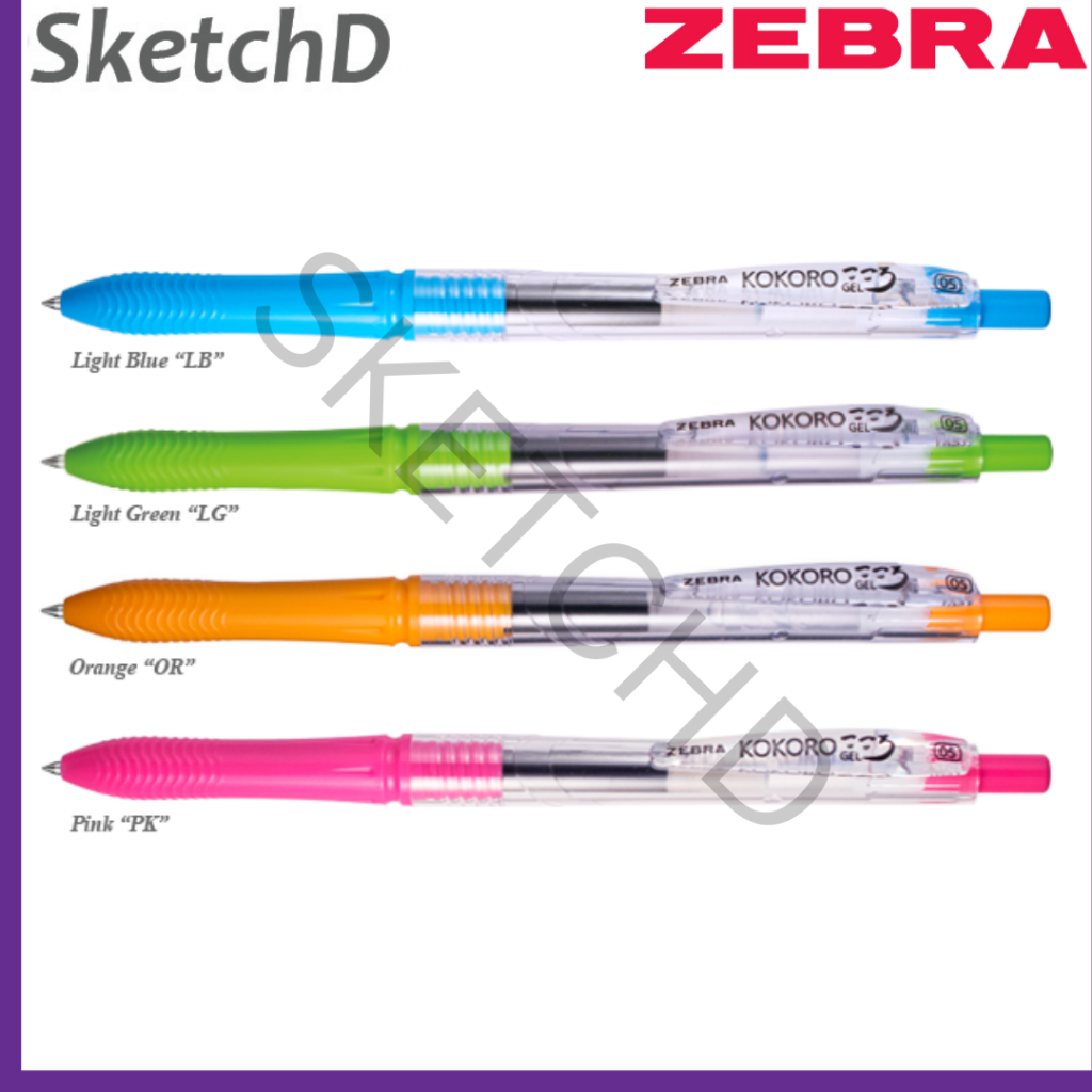 

Ballpoint Kokoro Sweet 05 Pulpen Zebra Gel pen 0.5 mm tinta hitam body warna warni