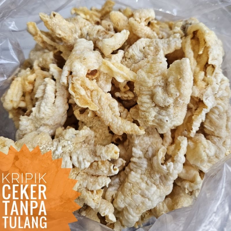 

kripik ceker/ rambak ceker /ceker tanpa tulang / ceker krispy /cemilan diet / cemilan no carbo