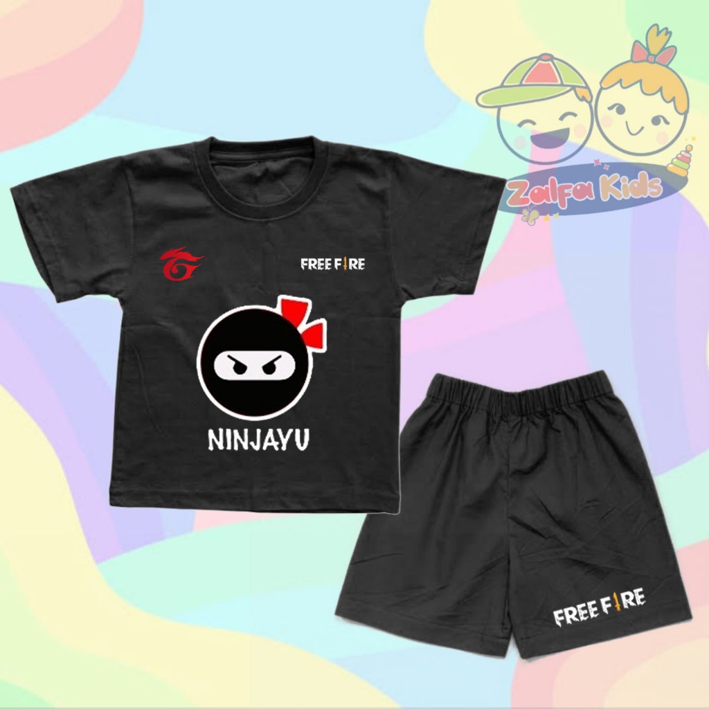 SETELAN KAOS CELANA ANAK ANAK NINJAYU FREE FIRE GARENA