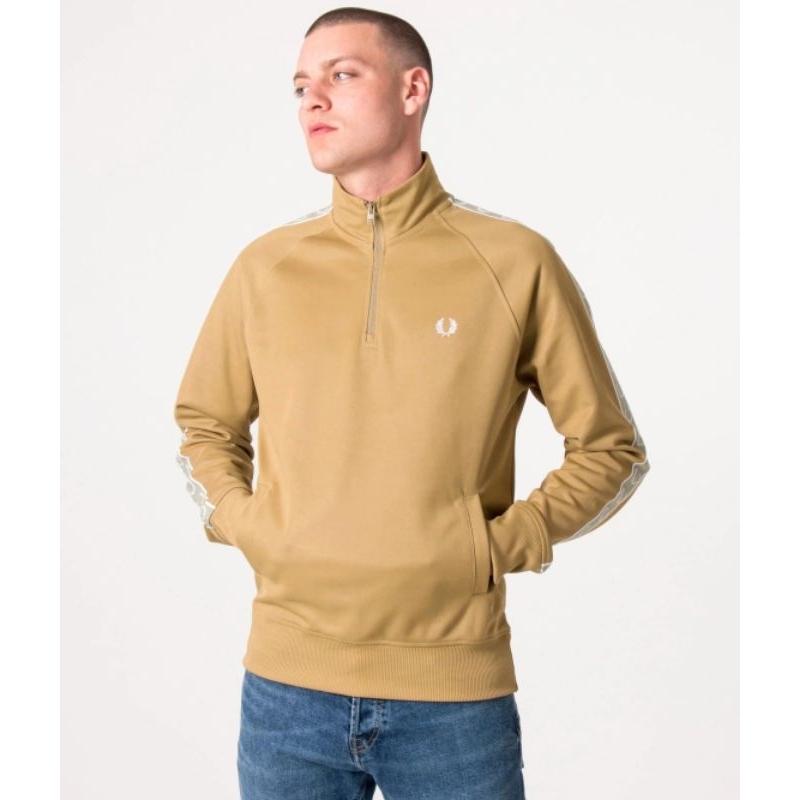 Fred Perry Quarter Zip Taped Track Top Warmstone Original