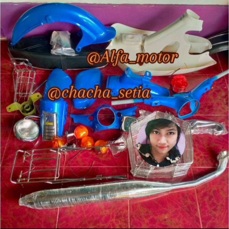 Cover body bodi sparepart honda c70 biru kelengkapan sesuai deskripsi