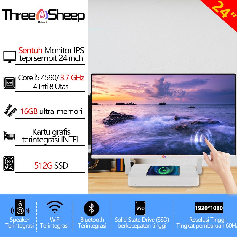 [layar sentuh]Komputer All in one PC gaming Core Intel i5/i7 16G SSD 512GB Desktop Layar sentuh lipat Monitor PC 27/24Inch AIO Computer WiFi/Bluetooth Windows10/11 Gratis Keyboard dan Mouse Dapat dipilih,Garansi 1 Tahun-⭐24