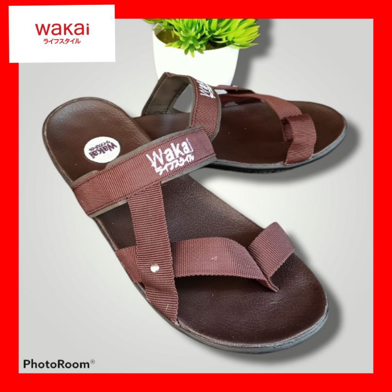 Sandal jepit bertali wakai pria wanita wiro coklat terbaru
