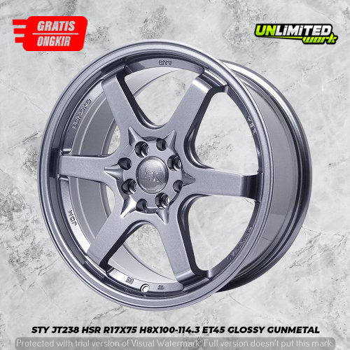 Pelek Palang Enam R17 Buat Mobil Avanza, Vios, City HSR STY Warna Grey Ring 17