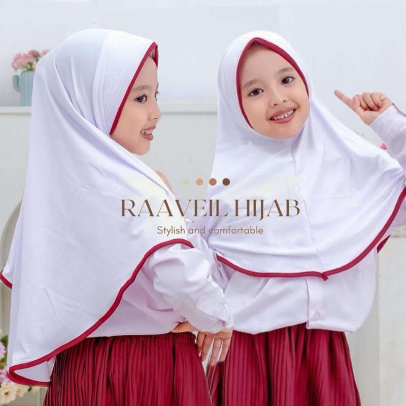 Kerudung anak sekolah SD NON SERUT 6-10 tahun kaos super premium jilbab instan putih Hijab Aliyah