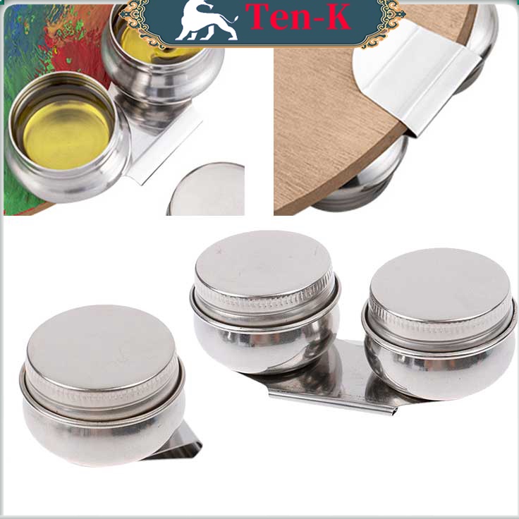 

Penjualan Khusus Stainless Steel Drum Painting Palette Oil Paint Pot Single Double Hole Dipper Boutique