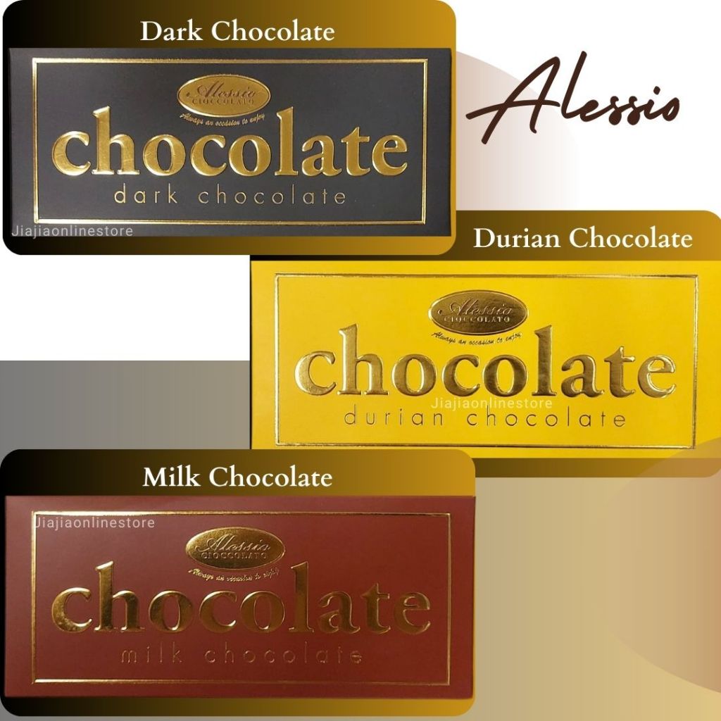 

ALESSIO Cioccolato Chocolate Bar 45gr Alessio Chocolate Bar Durian Chocolate / Alessio Dark Chocolate / Alessio Milk Chocolate Alessio cokelat batang Malaysia Chocolate Bar 45gr cokelat bar chocolate bar