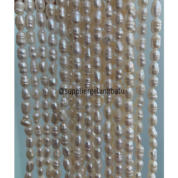 DISKON Bahan Aksesoris Mutiara Air Tawar Barok  Baroque 4 x 6mm oval pearl