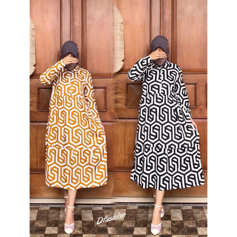 SALE Midi dress rayon premium Midi dress kekinian Midi dress rayon motif Gamis midi rayon Gamis midi