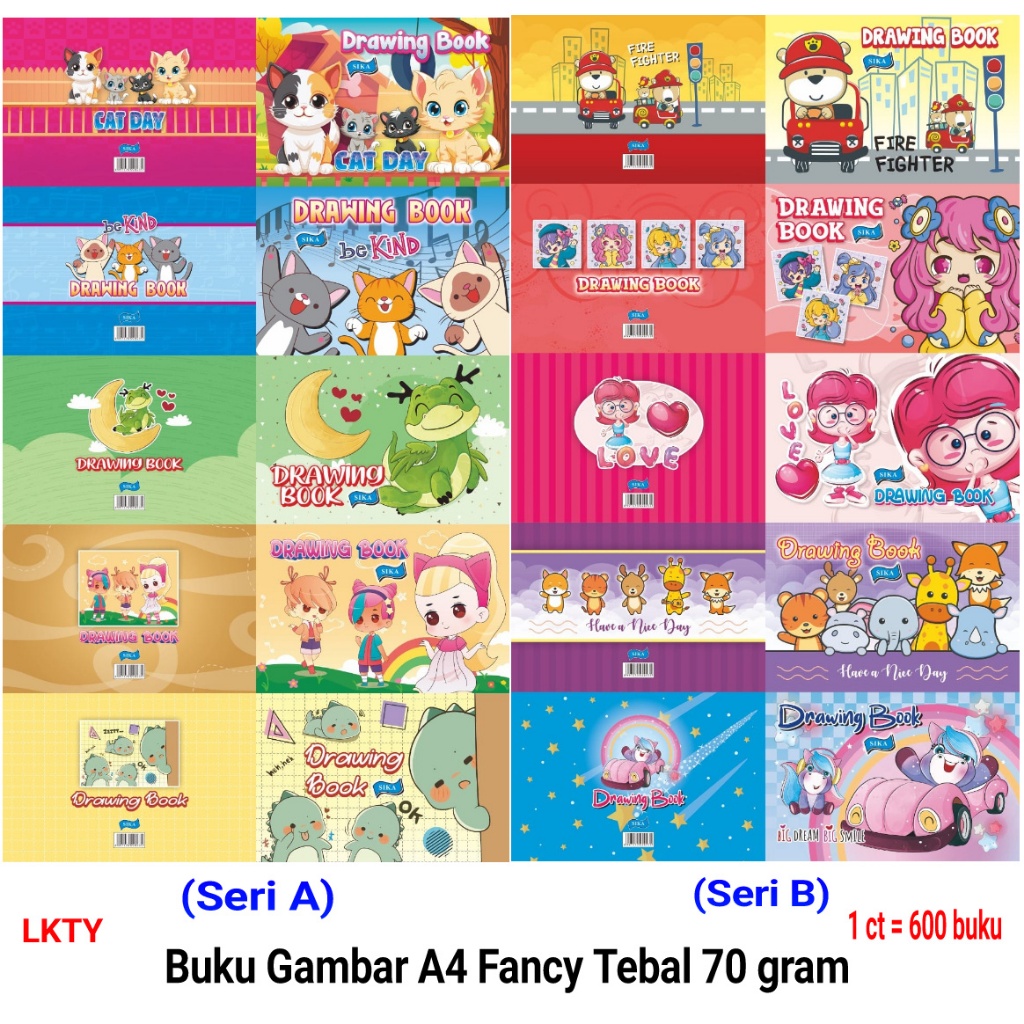 

Buku Gambar ukuran A4 corak Kartun /Fancy