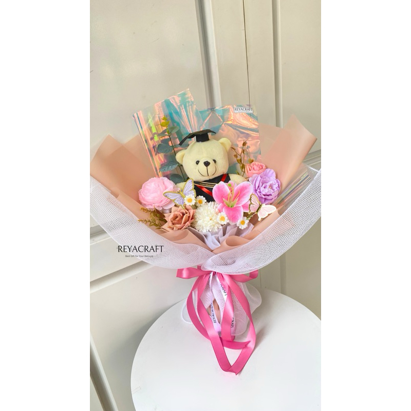 Buket Bunga Wisuda | Buket Boneka Wisuda | Buket Bunga Pink | Buket Murah Bandung