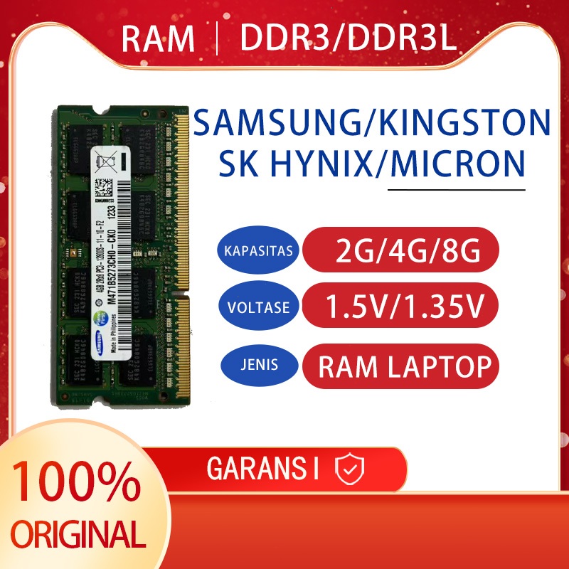 RAM NB SAMSUNG KINGSTON MICRON DDR3 DDR3L 2GB 4GB 8GB Laptop / NB SODIMM PC3L Original