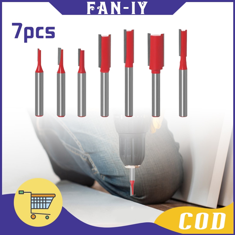 7Pcs Mata Profil Trimmer Kayu Router Straight Bit Flush Trim Bit