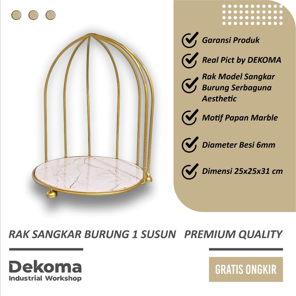 Rak Besi Serbaguna Model Sangkar Burung 1 Susun Minimalis Aesthetic Hiasan Pajangan Meja Ruang Tamu 