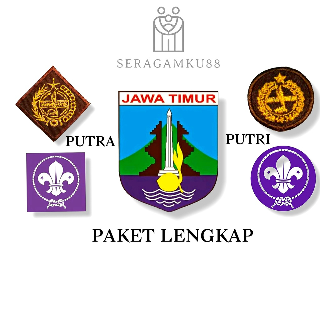 PAKET Badge Logo Bet Pramuka Atribut Putra Putri Seragam Sekolah SD SMP SMA SLTP SLTA Woven Bordir