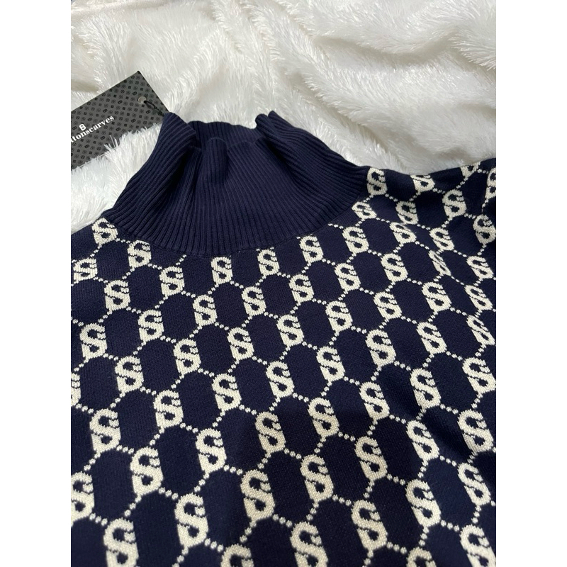 Signature Comfy Sweater Buttonscarves L Navy NEW