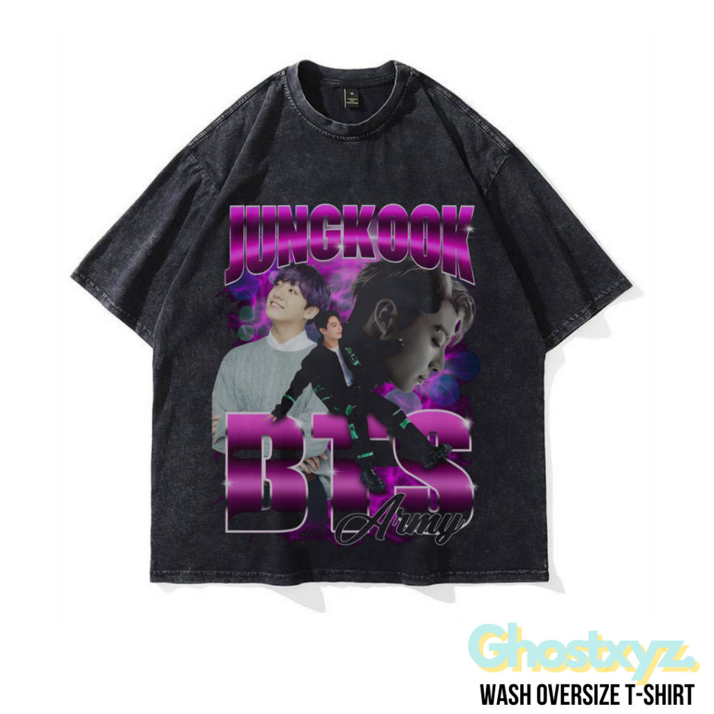 Ghostxyz T-Shirt Jungkook BTS Army Wash Oversize Vintage Tee Baju Kaos