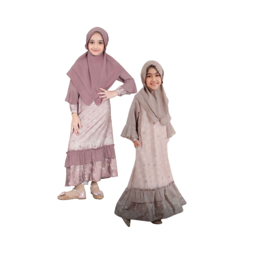 PAKAIAN MUSLIM ANAK BAYI BABY BALITA NEW BORN PEREMPUAN SATU SET HIJAB GAMIS MUSLIMAH KALA GAMIS ANA