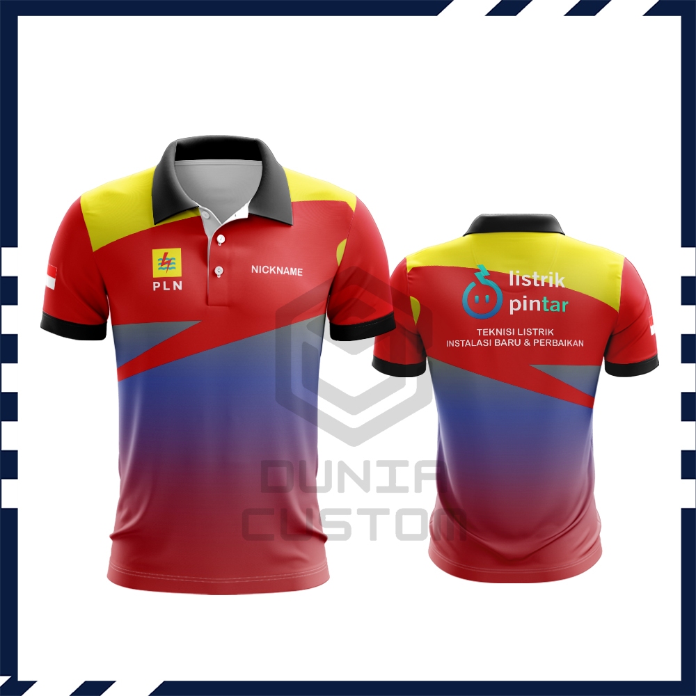 Baju Kaos PLN Perusahaan Listrik Negara pria Fullprint | Kaos Polo Wangki PLN LISTRIK PINTAR | Baju 