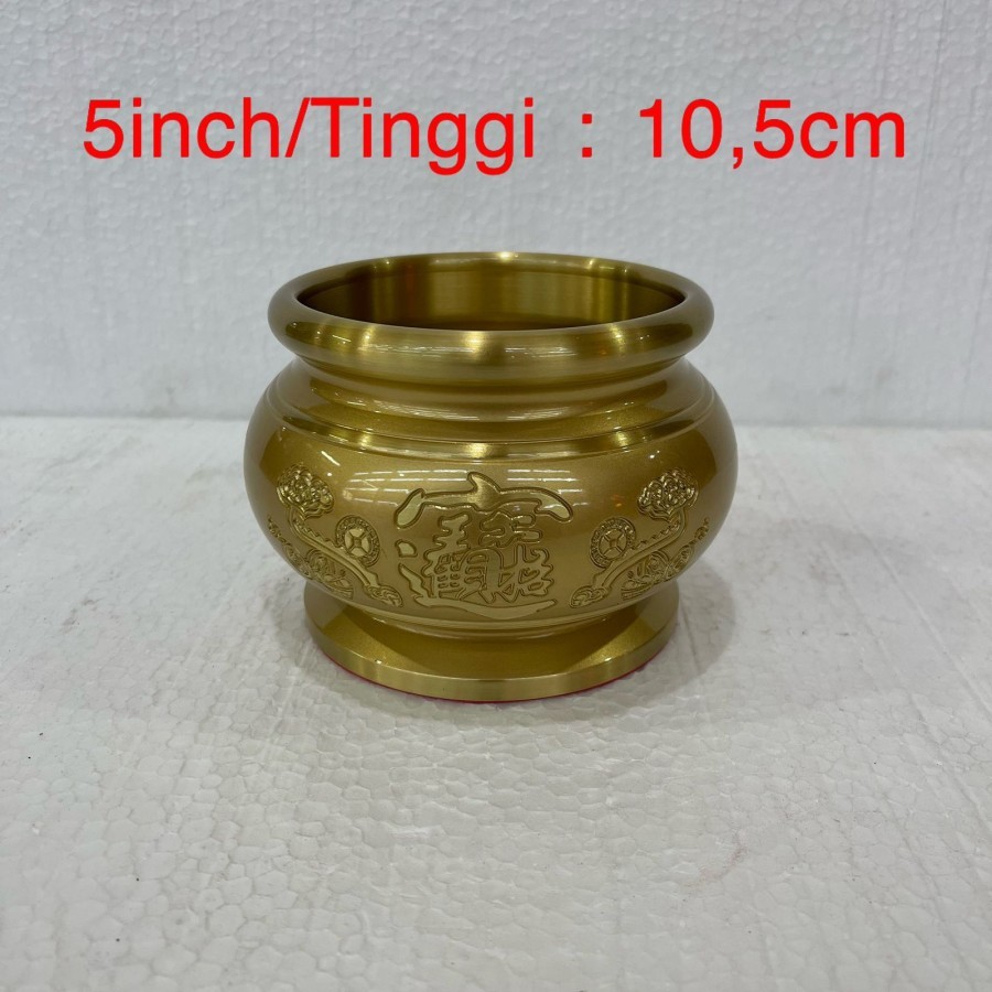 Hio lo / hiolo / hiu lo / tempat hio - kuningan Taiwan - cao cai - 5 inch - l24