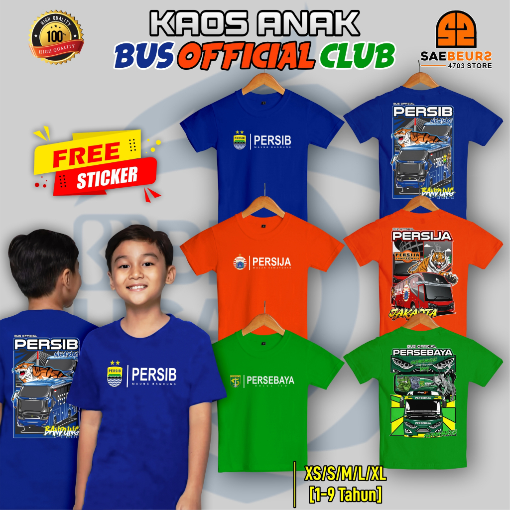 KAOS BUS ANAK TEMA OFFICIAL CLUB BOLA