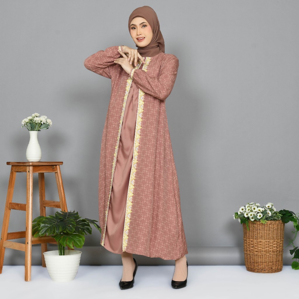 dress motif printing shakila premium / dress abaya gamis printing shakila premium
