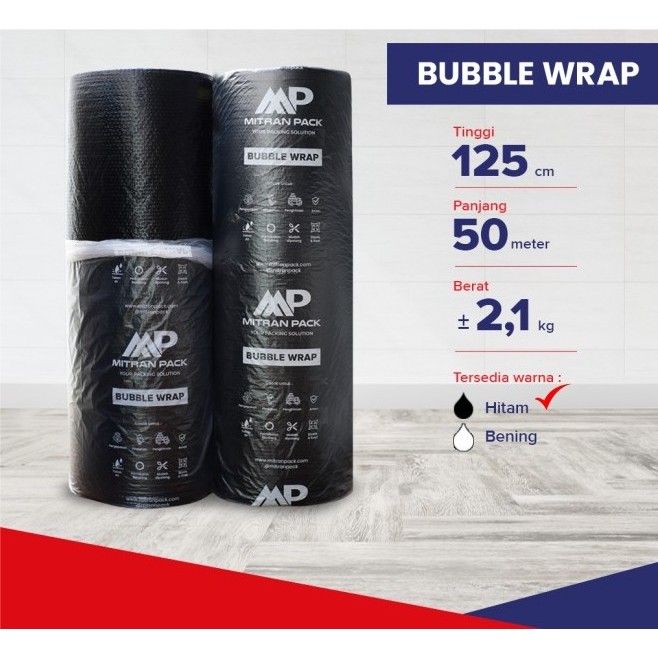 

Bubble Wrap 125 cm x 50 meter warna Hitam Non Core | Mitran Pack | Rumah Solusi