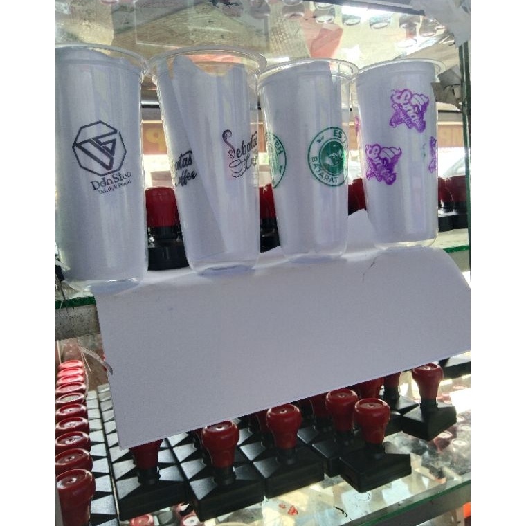

KODE O64T Stempel kusus cup plastik murah meriah Free desain