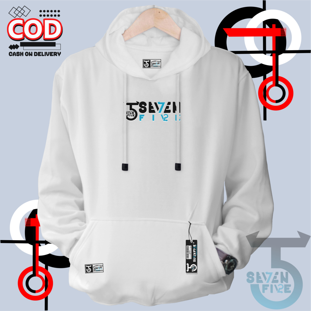 SEVENFIVE - Jaket Hoodie Pria List Sevenfive Hoodie Pria Original Distro Warna Putih 100% Original