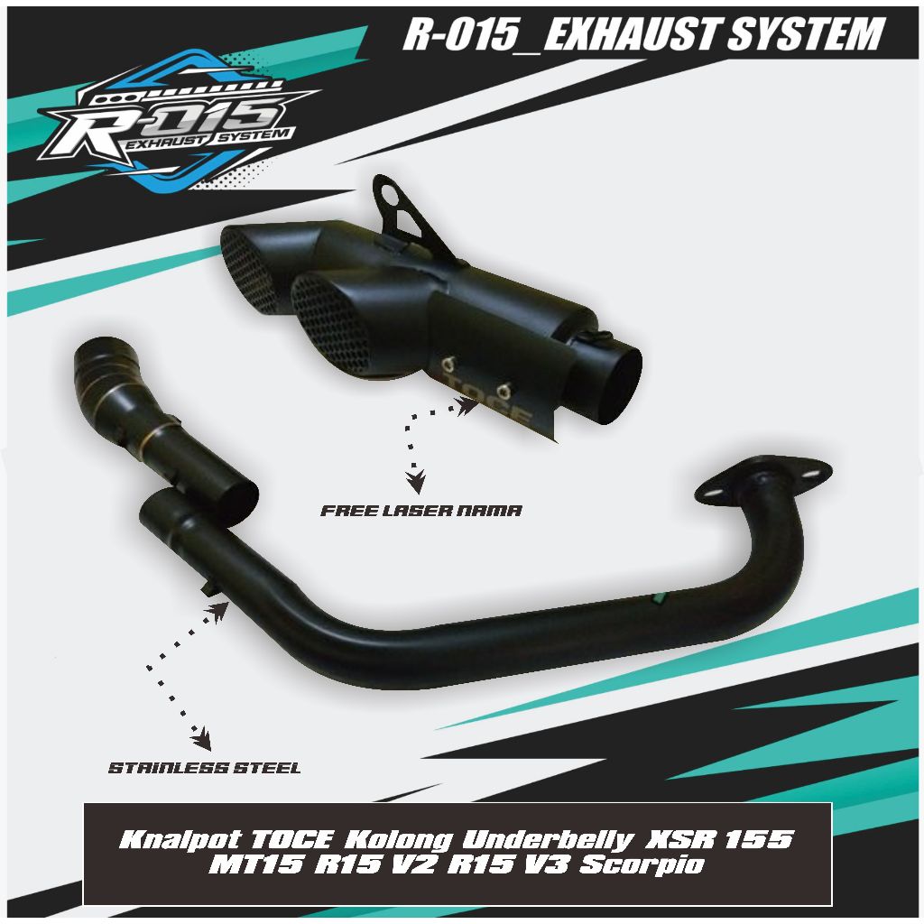 Knalpot TOCE Kolong Underbelly XSR 155 MT15 R15 V2 R15 V3 Scorpio