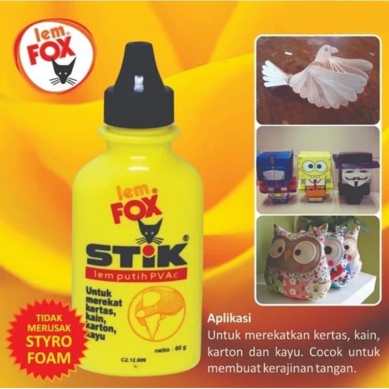 

Lem FOX Lem Kertas PVAC Botol Kuning 60 gram